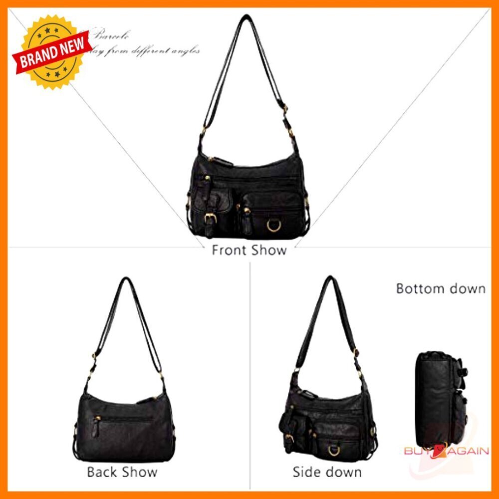 Soft PU Leather Crossbody Bag Adjustable Strap Multiple Pockets Lightweight - Picture 3 of 7
